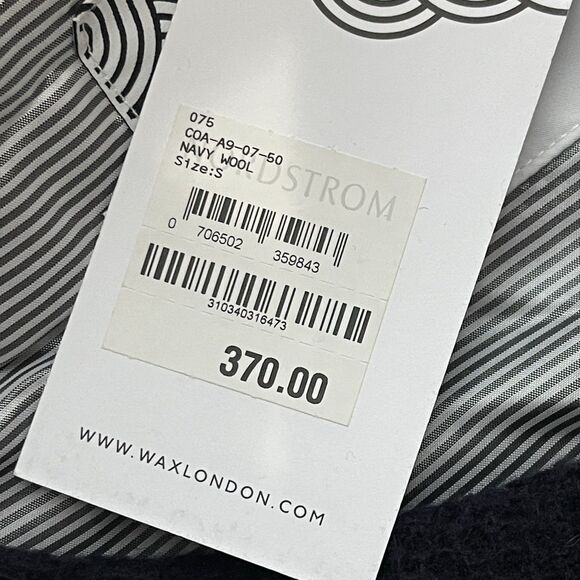 WAX LONDON Kray Coat Small Navy Blue NEW Jacket Business Professional Wool - Picture 10 of 13